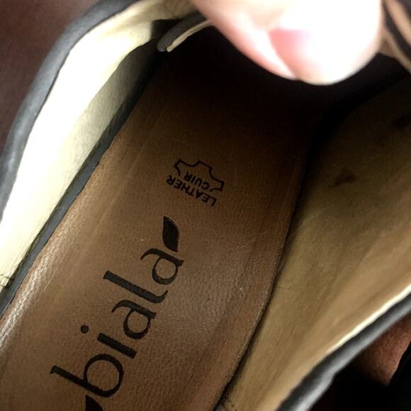 Biala Women's 38M Dark Gray Leather Lace Up Block Heeled Shoes with Pleat - Picture 8 of 10